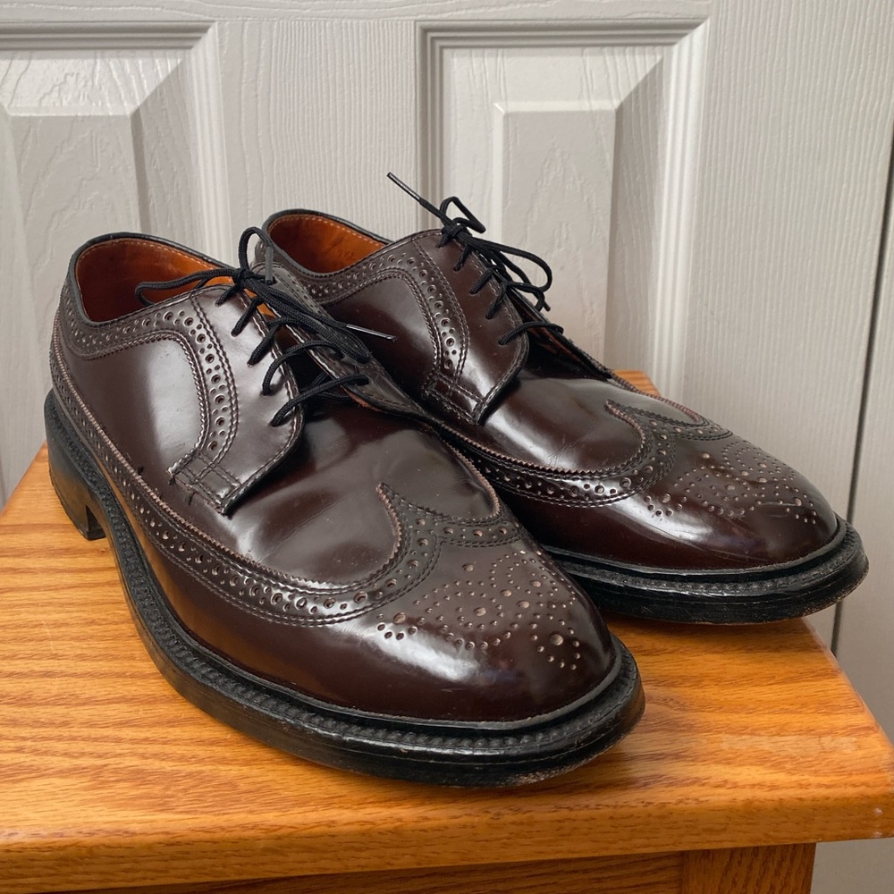 VINTAGE 1960s DEXTER Chancellors Burgundy Leather Wingtip Derby Shoes 9.5 E